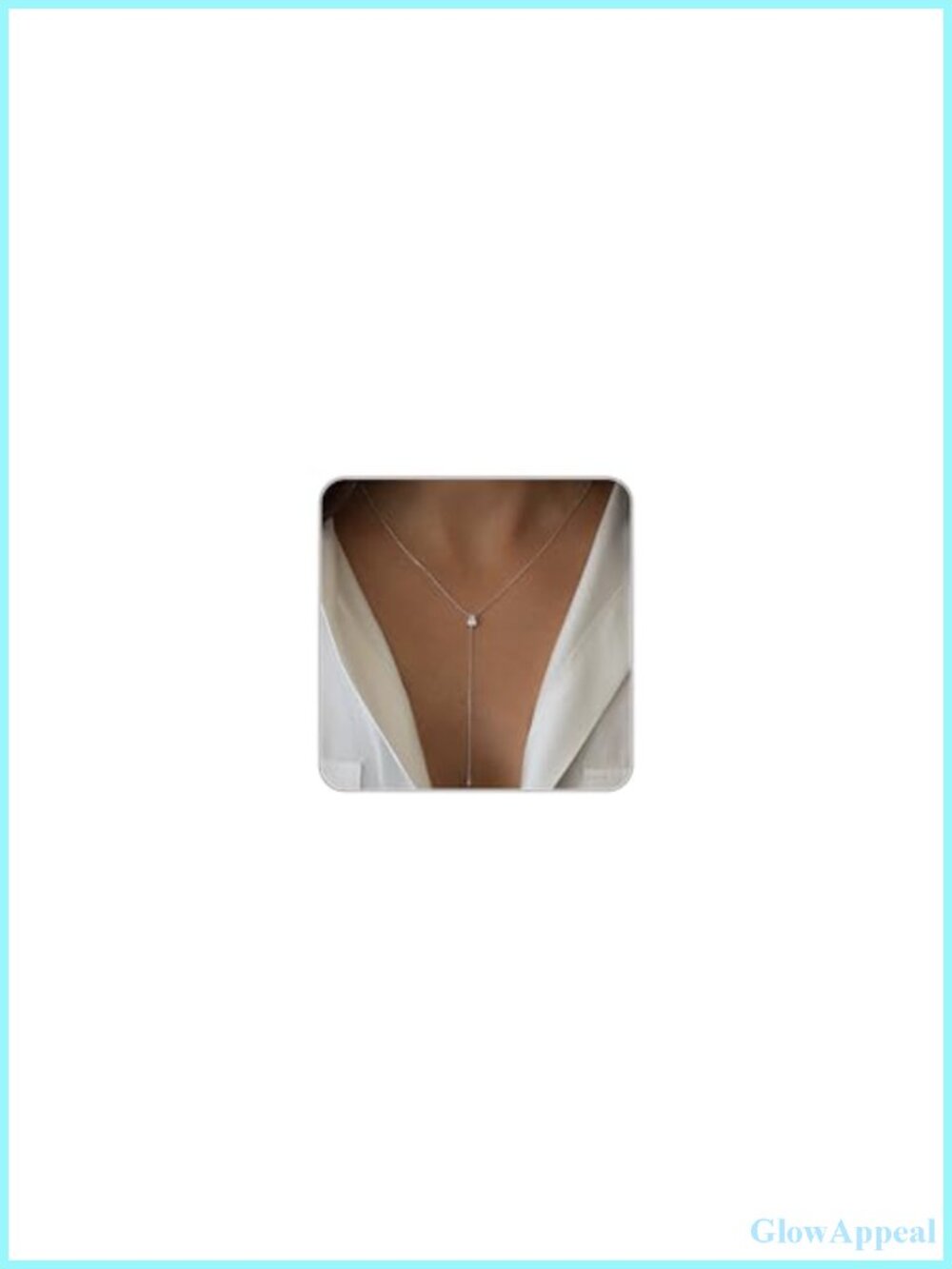 Y-Shaped Lariat Necklace 14k Silver Plated CZ Drop Chain